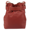 LOEWE Shoulder Bag Leather Red Silver Auth 187768A-2