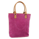 CELINE C Macadam Canvas Tote Bag Suede Pink Gold Auth 187769A-1