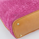 CELINE C Macadam Canvas Tote Bag Suede Pink Gold Auth 187769A-14