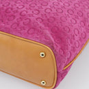 CELINE C Macadam Canvas Tote Bag Suede Pink Gold Auth 187769A-15