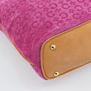 CELINE C Macadam Canvas Tote Bag Suede Pink Gold Auth 187769A-16