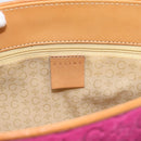 CELINE C Macadam Canvas Tote Bag Suede Pink Gold Auth 187769A-17