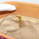 CELINE C Macadam Canvas Tote Bag Suede Pink Gold Auth 187769A-20