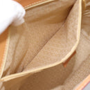 CELINE C Macadam Canvas Tote Bag Suede Pink Gold Auth 187769A-11