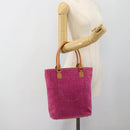 CELINE C Macadam Canvas Tote Bag Suede Pink Gold Auth 187769A-21