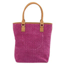 CELINE C Macadam Canvas Tote Bag Suede Pink Gold Auth 187769A-2