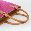 CELINE C Macadam Canvas Tote Bag Suede Pink Gold Auth 187769A-7