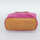 CELINE C Macadam Canvas Tote Bag Suede Pink Gold Auth 187769A-5