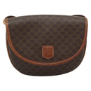 CELINE Macadam Canvas Shoulder Bag PVC Leather Brown Gold Auth 187770-13