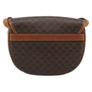 CELINE Macadam Canvas Shoulder Bag PVC Leather Brown Gold Auth 187770-2
