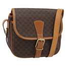CELINE Macadam Canvas Shoulder Bag PVC Leather Brown Gold Auth 187771-1