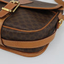 CELINE Macadam Canvas Shoulder Bag PVC Leather Brown Gold Auth 187771-10