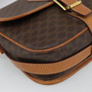 CELINE Macadam Canvas Shoulder Bag PVC Leather Brown Gold Auth 187771-11