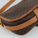CELINE Macadam Canvas Shoulder Bag PVC Leather Brown Gold Auth 187771-13