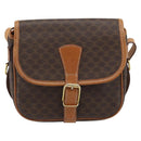 CELINE Macadam Canvas Shoulder Bag PVC Leather Brown Gold Auth 187771-2