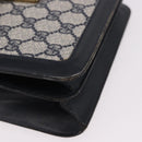 GUCCI GG Supreme Sherry Line Shoulder Bag PVC Navy Gold Auth 187772-9