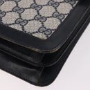 GUCCI GG Supreme Sherry Line Shoulder Bag PVC Navy Gold Auth 187772-15