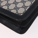 GUCCI GG Supreme Sherry Line Shoulder Bag PVC Navy Gold Auth 187772-17