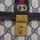 GUCCI GG Supreme Sherry Line Shoulder Bag PVC Navy Gold Auth 187772-18