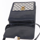GUCCI GG Supreme Sherry Line Shoulder Bag PVC Navy Gold Auth 187772-10