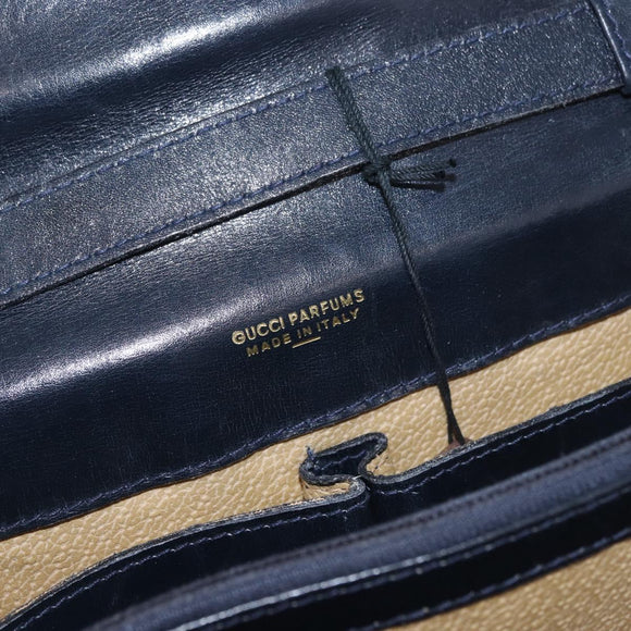 GUCCI GG Supreme Sherry Line Shoulder Bag PVC Navy Gold Auth 187772