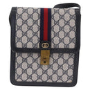 GUCCI GG Supreme Sherry Line Shoulder Bag PVC Navy Gold Auth 187772-13