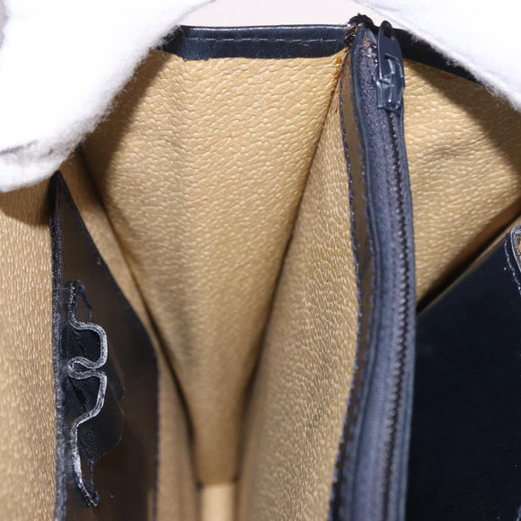 GUCCI GG Supreme Sherry Line Shoulder Bag PVC Navy Gold Auth 187772