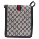 GUCCI GG Supreme Sherry Line Shoulder Bag PVC Navy Gold Auth 187772-2