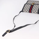 GUCCI GG Supreme Sherry Line Shoulder Bag PVC Navy Gold Auth 187772-7