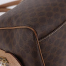 CELINE Macadam Canvas Hand Bag PVC Leather Brown Gold Auth 187773A-15