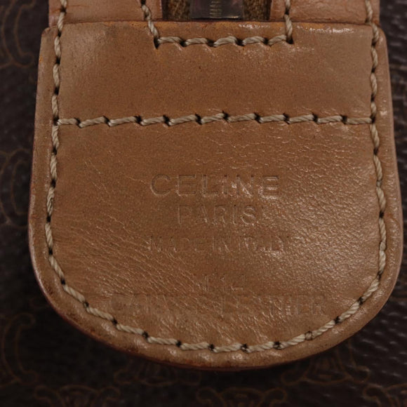 CELINE Macadam Canvas Hand Bag PVC Leather Brown Gold Auth 187773A