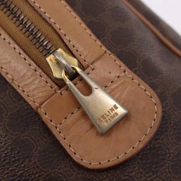 CELINE Macadam Canvas Hand Bag PVC Leather Brown Gold Auth 187773A