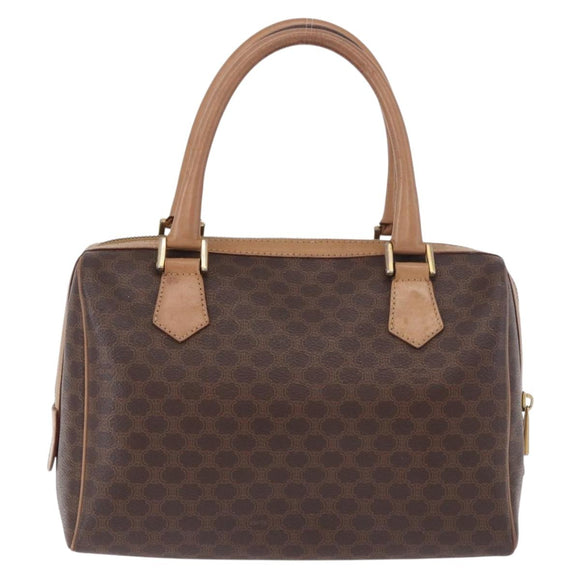 CELINE Macadam Canvas Hand Bag PVC Leather Brown Gold Auth 187773A