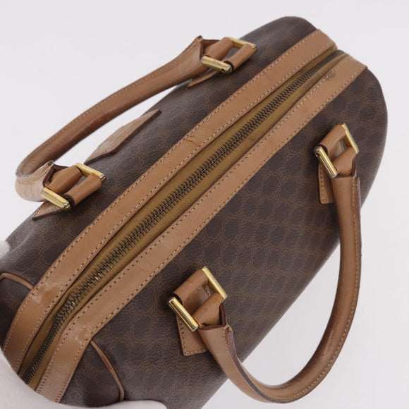 CELINE Macadam Canvas Hand Bag PVC Leather Brown Gold Auth 187773A