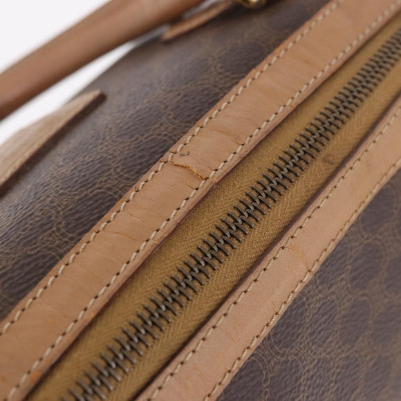 CELINE Macadam Canvas Hand Bag PVC Leather Brown Gold Auth 187773A