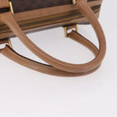 CELINE Macadam Canvas Hand Bag PVC Leather Brown Gold Auth 187773A-9