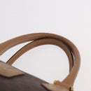 CELINE Macadam Canvas Hand Bag PVC Leather Brown Gold Auth 187773A-14
