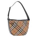 BURBERRY Nova Check Shoulder Bag Canvas Beige Silver Auth 187774A-1
