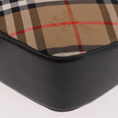 BURBERRY Nova Check Shoulder Bag Canvas Beige Silver Auth 187774A-16
