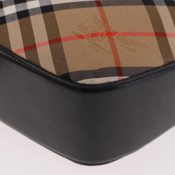 BURBERRY Nova Check Shoulder Bag Canvas Beige Silver Auth 187774A