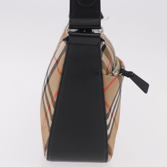 BURBERRY Nova Check Shoulder Bag Canvas Beige Silver Auth 187774A