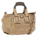 Chloe Etel Hand Bag Leather 2way Beige Gold Auth 187776A-1