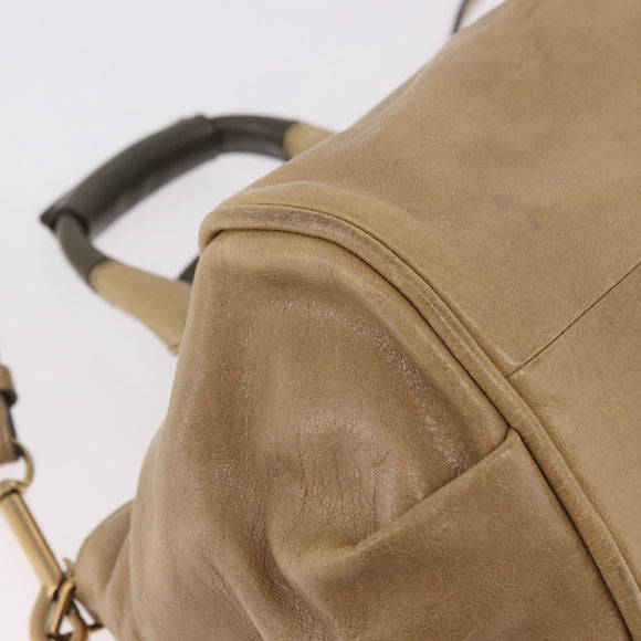 Chloe Etel Hand Bag Leather 2way Beige Gold Auth 187776A