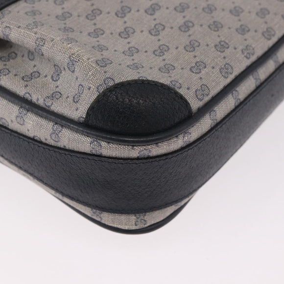 GUCCI Micro GG Supreme Shoulder Bag PVC Navy Gold Auth 187777