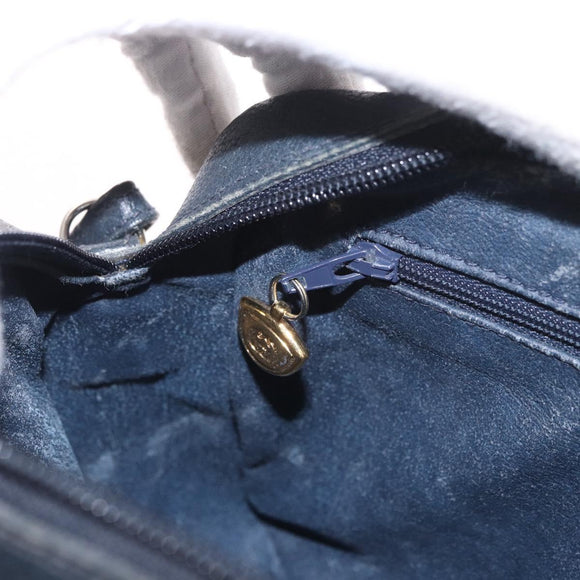 GUCCI Micro GG Supreme Shoulder Bag PVC Navy Gold Auth 187777
