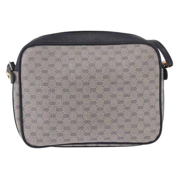 GUCCI Micro GG Supreme Shoulder Bag PVC Navy Gold Auth 187777