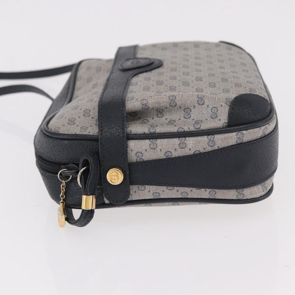 GUCCI Micro GG Supreme Shoulder Bag PVC Navy Gold Auth 187777