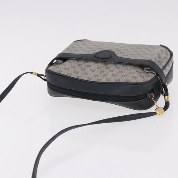 GUCCI Micro GG Supreme Shoulder Bag PVC Navy Gold Auth 187777