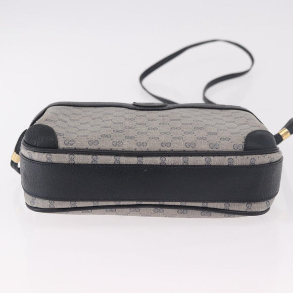 GUCCI Micro GG Supreme Shoulder Bag PVC Navy Gold Auth 187777