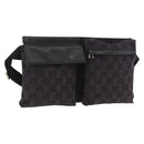 GUCCI GG Canvas Waist bag Black Silver 018 1621 Auth 187778-1